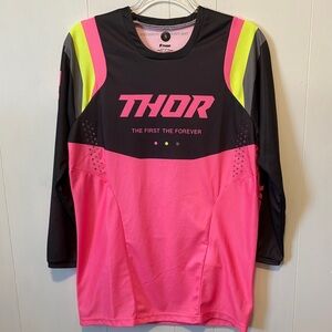 Thor Dirt Biking Neon Pink and Black Performance Jersey w Padded Matching Pants